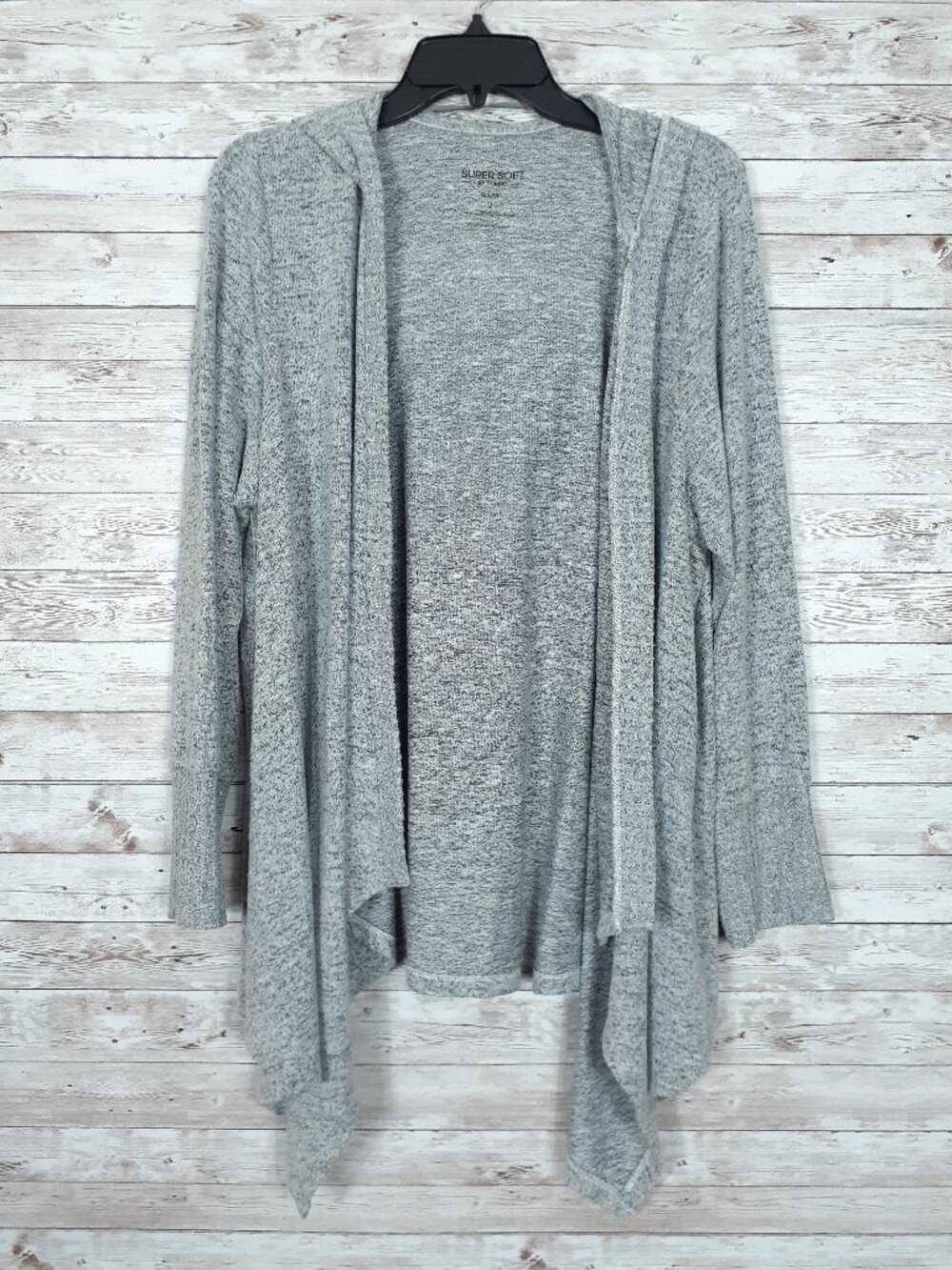 Torrid Supersoft Knit Open Front Hooded Cardigan 2X Heathered Gray 874A